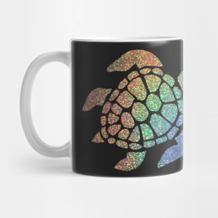 Holographic Rainbow Ombre Faux Glitter Turtle Mug